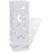 vidaXL Porte-parapluie carré à rangement Blanc Acier 48,5 cm