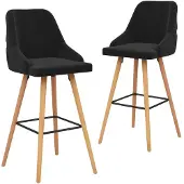 vidaXL Tabourets de bar lot de 2 noir velours