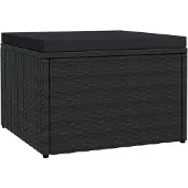 vidaXL Tabouret de jardin avec coussin Noir Résine tressée
