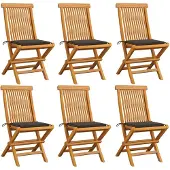 vidaXL Chaises de jardin avec coussins taupe 6 pcs. Bois massif teck
