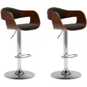 vidaXL Tabouret de bar 2 pcs. Gris Bois courbé et tissu