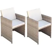 vidaXL Chaises de jardin 2 pcs. avec coussins Poly Rattan Beige