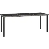 vidaXL Table de jardin grise 180x70x73 cm Poly rotin