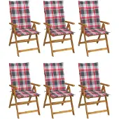 vidaXL Chaises de jardin pliantes 6 pcs. avec coussins en bois massif d'acacia