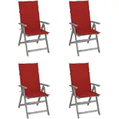 vidaXL Chaise à haut dossier Réglable 4 pièces avec coussins Bois massif Acacia