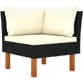 vidaXL Canapé d'angle Poly rotin et bois massif d'eucalyptus