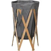 vidaXL Panier à linge pliable Gris Bois et tissu