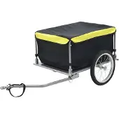 vidaXL Remorque vélo noir et jaune 65 kg