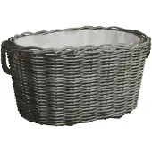 vidaXL Panier à bois avec poignées 59x42x28 cm Gris osier