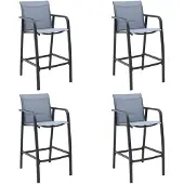 vidaXL Chaises de bar de jardin 4 pcs. Gris Textilène