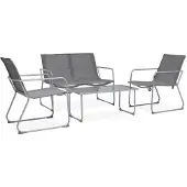 vidaXL Ensemble de salon de jardin 4 pièces tissu et acier gris