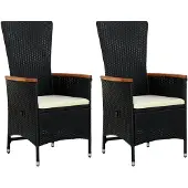 vidaXL Chaises de jardin 2 pcs. avec coussins Poly rotin noir