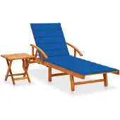 vidaXL Bain de soleil avec table et support en bois massif d'acacia