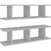vidaXL Étagères murales 2 pcs Gris béton 75x18x20 cm bois d'ingénierie