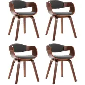 vidaXL Chaises de salle à manger 4 pcs. Bois courbé et tissu Gris