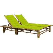 vidaXL Chaise longue double "Jördenstorf" avec revêtement en bambou vert. Dimensions (L/L/H) 200x130x87 cm