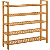 vidaXL Étagère à chaussures à 5 niveaux 100x27x100 cm Chêne massif