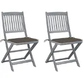 vidaXL Chaises de jardin pliantes 2 pcs. avec coussins en bois massif d'acacia