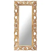 vidaXL Miroir sculpté à la main Marron 110x50 cm Bois de manguier