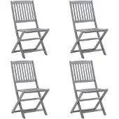 vidaXL Chaises de jardin pliantes 4 pcs. Bois massif acacia