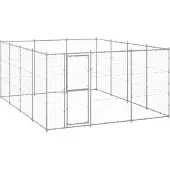 vidaXL Chenil extérieur Acier galvanisé 14,52 m²