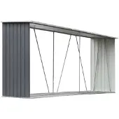 vidaXL Dépôt de bois de chauffage en acier galvanisé 330x84x152 cm Gris