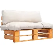 vidaXL Canapé d'extérieur palettes avec coussins en bois de pin couleur sable