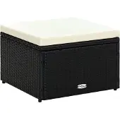 vidaXL Tabouret / repose-pied Résine tressée 53 x 53 x 30 cm Noir