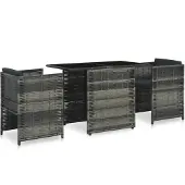 vidaXL Ensemble Bistro 3 pièces avec coussins Poly Rattan Gris
