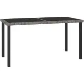vidaXL Table de jardin grise 140x70x73 cm Poly rotin