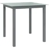 vidaXL Table de jardin gris clair 80x80x74 cm aluminium et verre