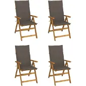 vidaXL Chaise à haut dossier Réglable 4 pièces avec coussins Bois massif Acacia