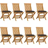 vidaXL Chaises de jardin avec coussins Taupe 8 pcs. Bois massif teck