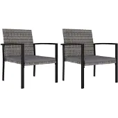 vidaXL Chaises de jardin 2 pcs. Poly rotin gris