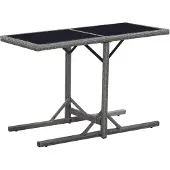 vidaXL Table de jardin Noir 110x53x72 cm Verre et résine tressée