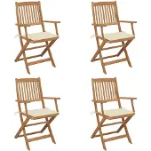 vidaXL Chaises de jardin pliantes 4 pièces avec coussins en bois massif d'acacia