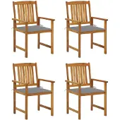vidaXL Chaises de jardin avec coussins 4 pcs. Bois massif acacia