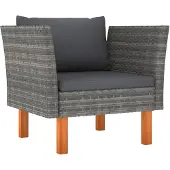 vidaXL Canapé de jardin Poly rotin et bois massif d'eucalyptus