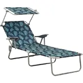 vidaXL Chaise longue avec toit en acier à motifs de feuilles