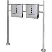 vidaXL Double boîte à lettre sur support en acier inoxydable