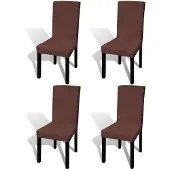vidaXL Housse de chaise droite extensible 4 pcs marron