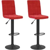 vidaXL Tabouret de bar 2 pcs. Velours rouge vin