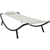 vidaXL Lit de jardin Crème 200x90 cm Acier
