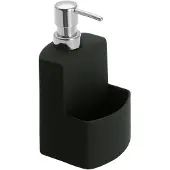 Wenko Distributeur rechargeable de liquide vaisselle avec porte éponge noir
