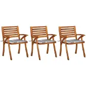 vidaXL Chaises de jardin avec coussins 3 pcs. Bois massif acacia
