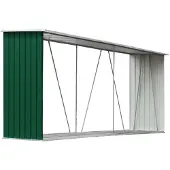 vidaXL Abri de stockage de bois Acier galvanisé 330x84x152 cm Vert