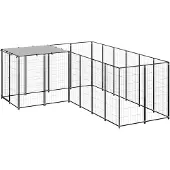 vidaXL Chenil noir 4,84 m² Acier
