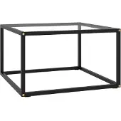 vidaXL Table d'appoint noire avec verre trempé 60x60x35 cm