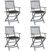 vidaXL Chaises de jardin pliantes 4 pièces avec coussins en bois massif d'acacia