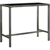 vidaXL Table de bar de jardin Gris 130x60x110 cm Poly rotin et verre
